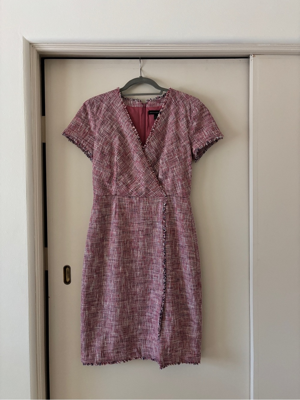 Women's Pink Tweed Wrap Dress by Banana Republic